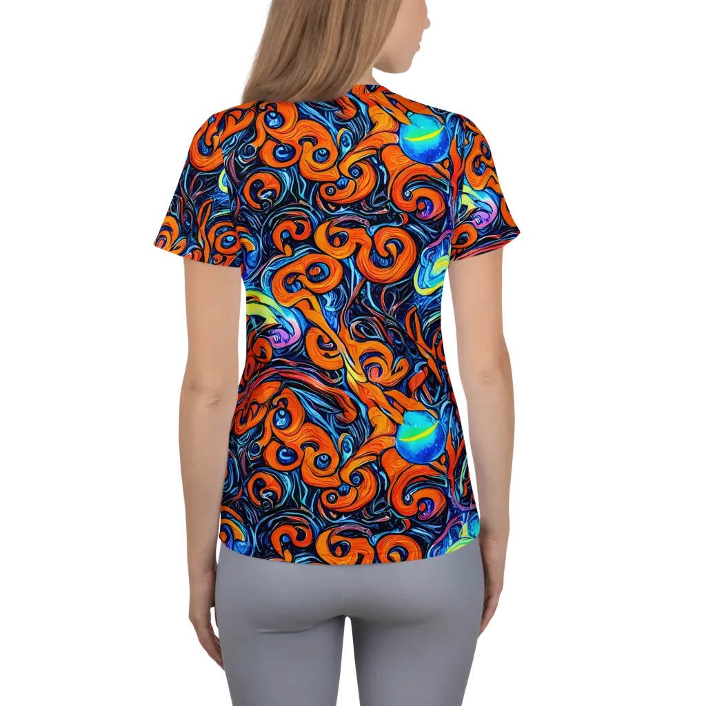 Inferno Current on Women's Athletic T-Shirt — Back