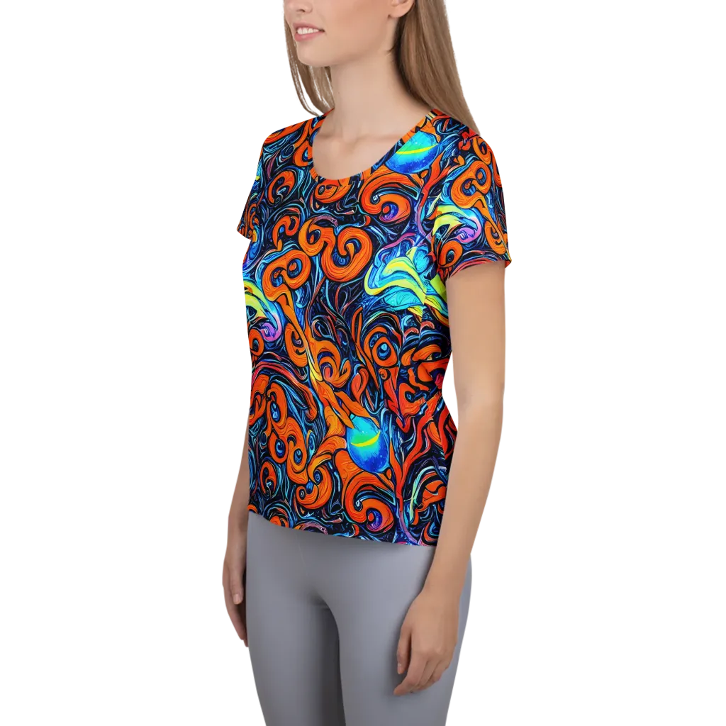 Inferno Current on Women's Athletic T-Shirt — Left