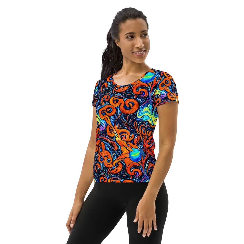 Inferno Current on Women's Athletic T-Shirt — Left