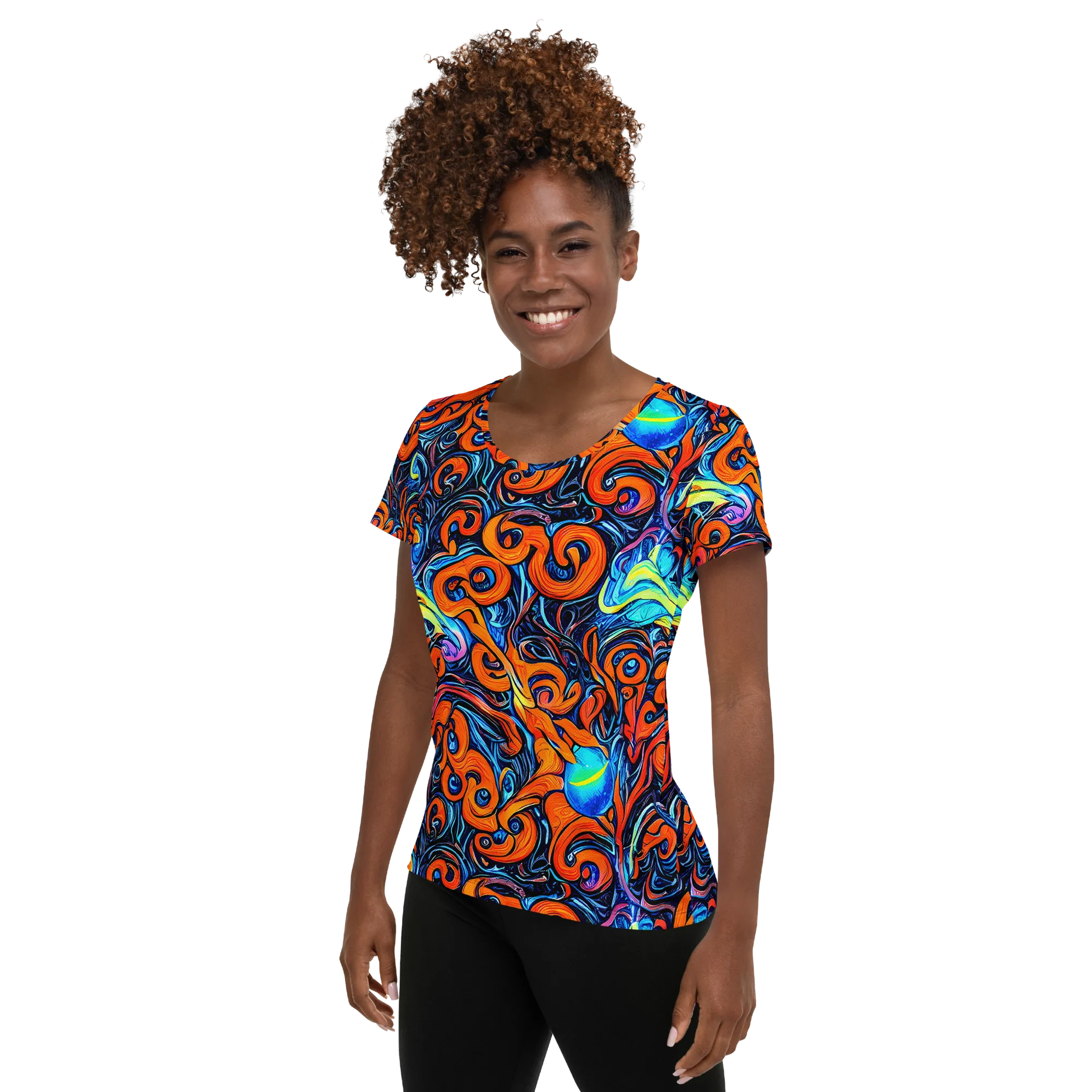 Inferno Current on Women's Athletic T-Shirt — Left