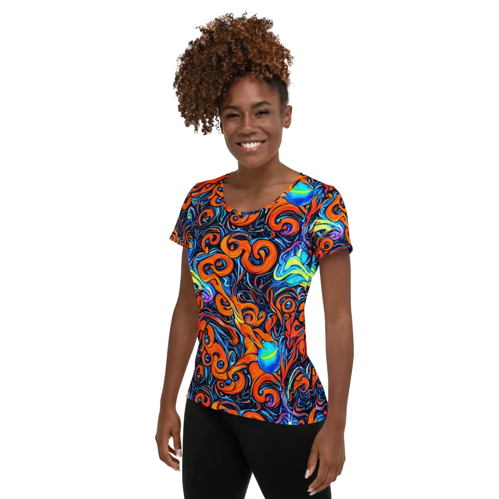 Inferno Current on Women's Athletic T-Shirt — Left