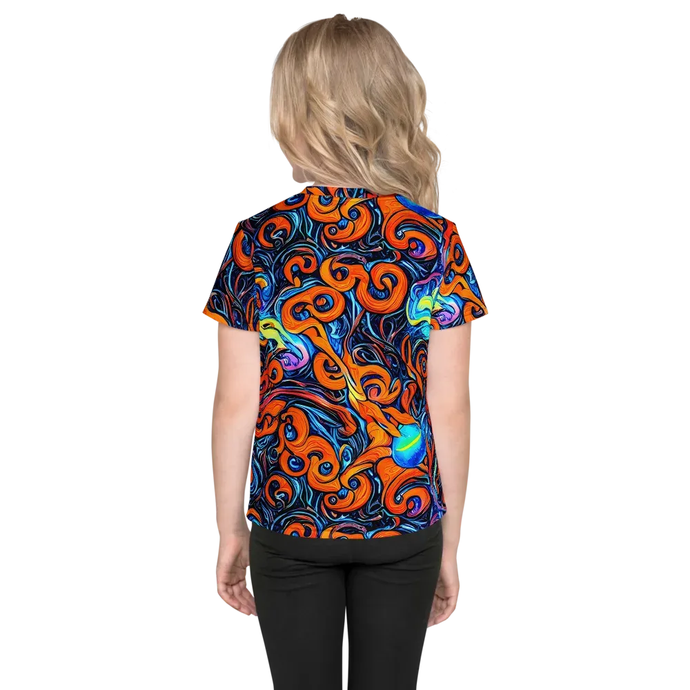 Inferno Current on Kids Crew Neck T-Shirt — Back