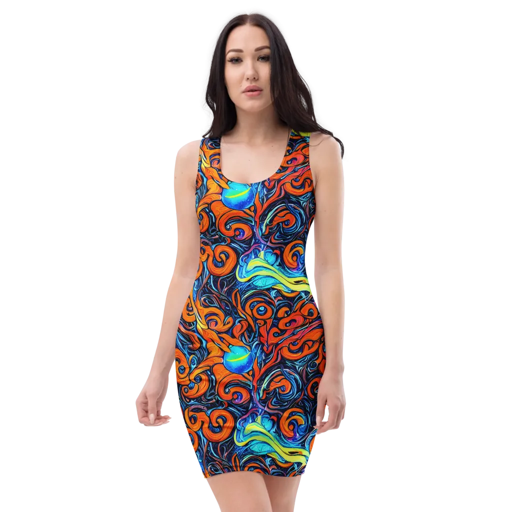Inferno Current on Bodycon Dress — Front