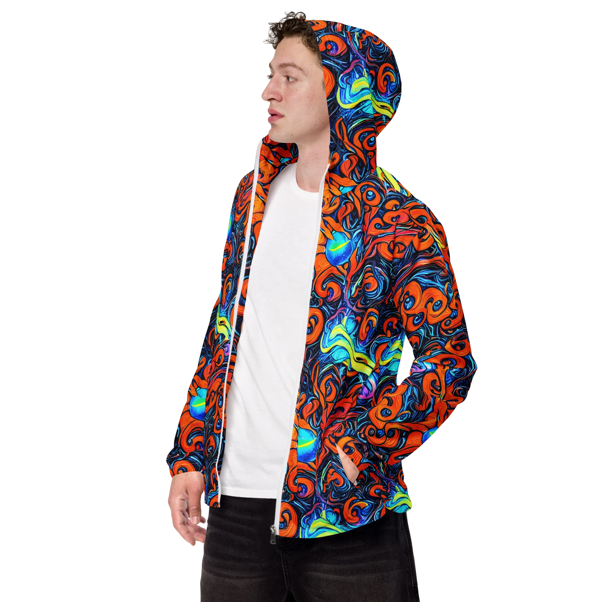 Inferno Current on Men's Windbreaker — Left Front