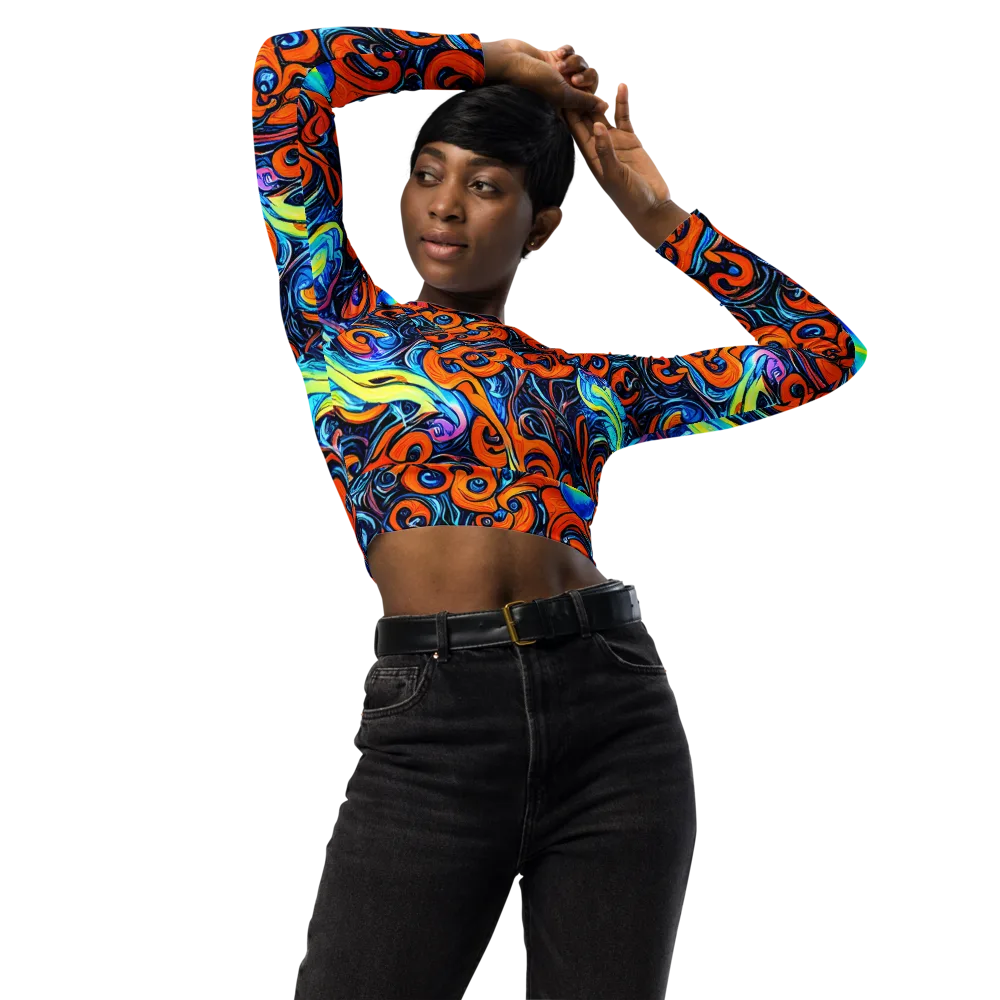 Inferno Current on Long Sleeve Crop Top — Front