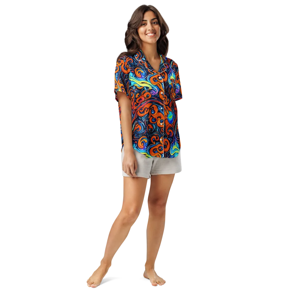 Inferno Current on Women's Short Sleeve Pajama Top — Front