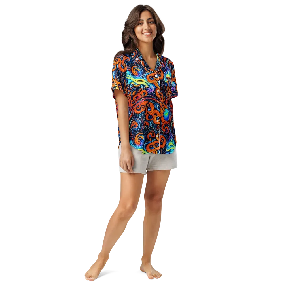 Inferno Current on Women's Short Sleeve Pajama Top — Front