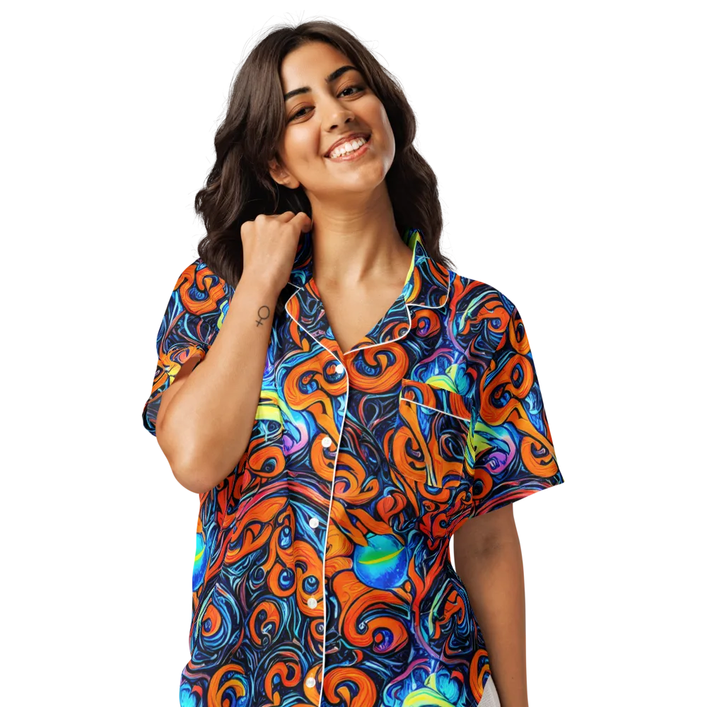 Inferno Current on Women's Short Sleeve Pajama Top — Front