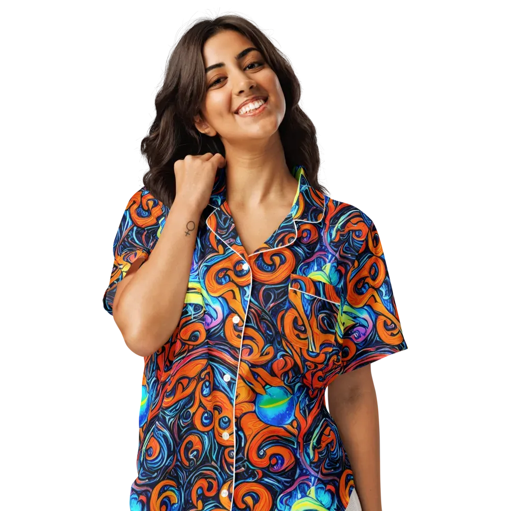 Inferno Current on Women's Short Sleeve Pajama Top — Front