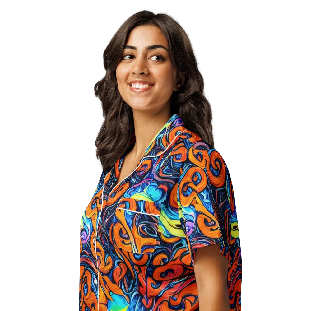 Inferno Current on Women's Short Sleeve Pajama Top — Left Front
