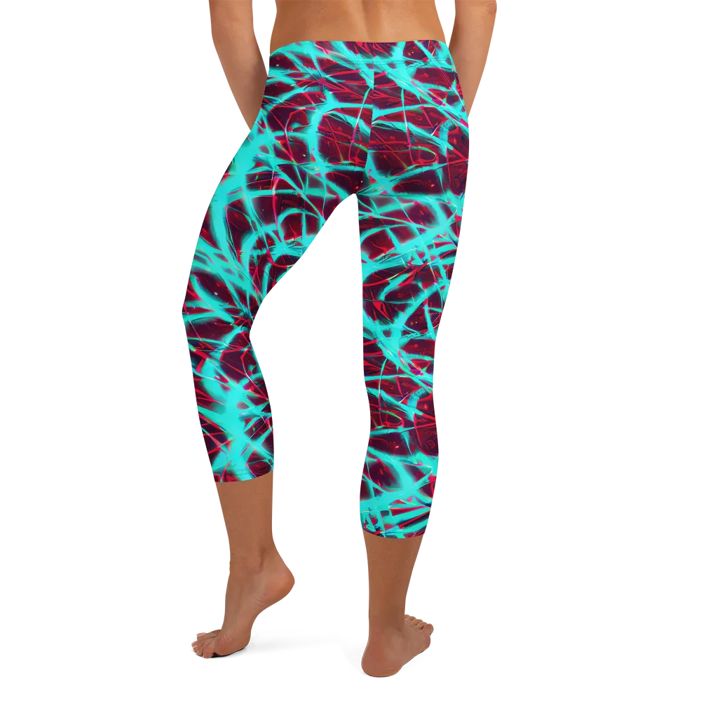 Turquoise Mayhem on Capri Leggings — Back
