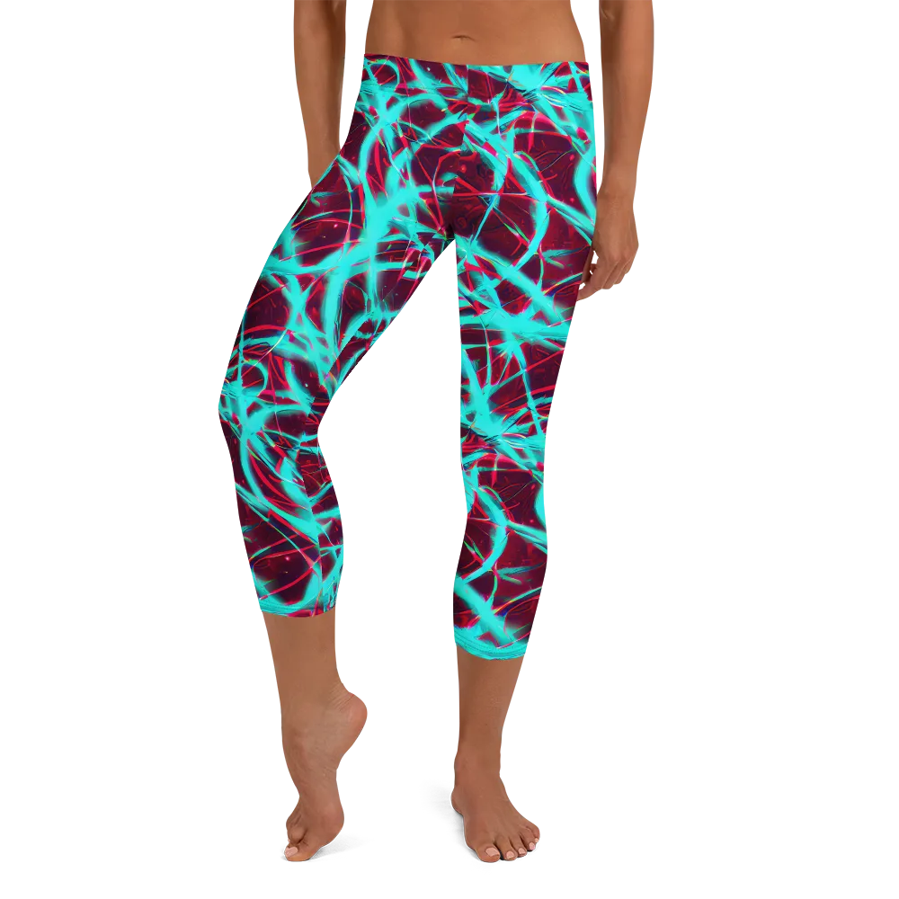 Turquoise Mayhem on Capri Leggings — Front