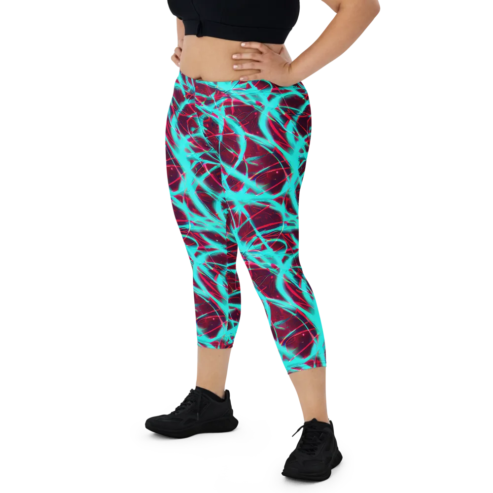 Turquoise Mayhem on Capri Leggings — Front