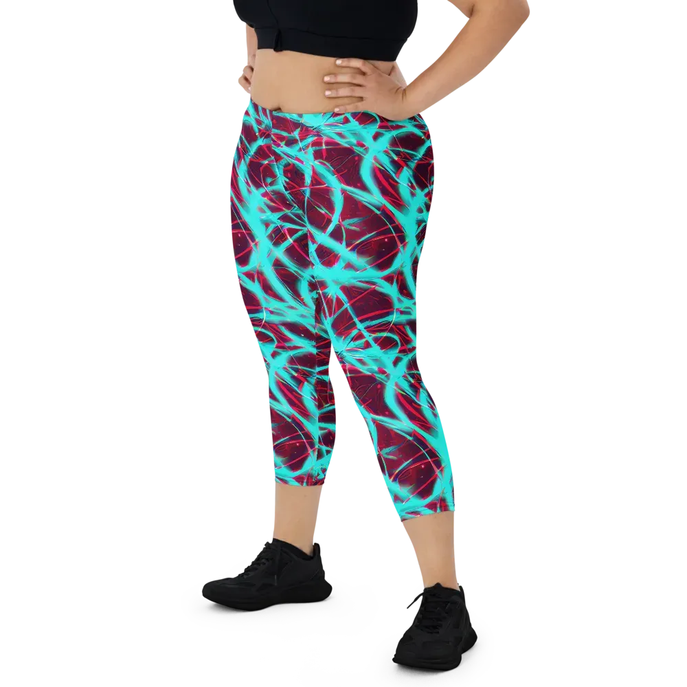 Turquoise Mayhem on Capri Leggings — Front