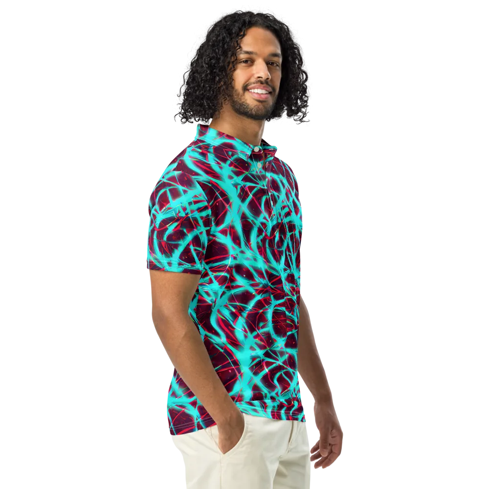 Turquoise Mayhem on Men's Slim Fit Polo Shirt — Right Front