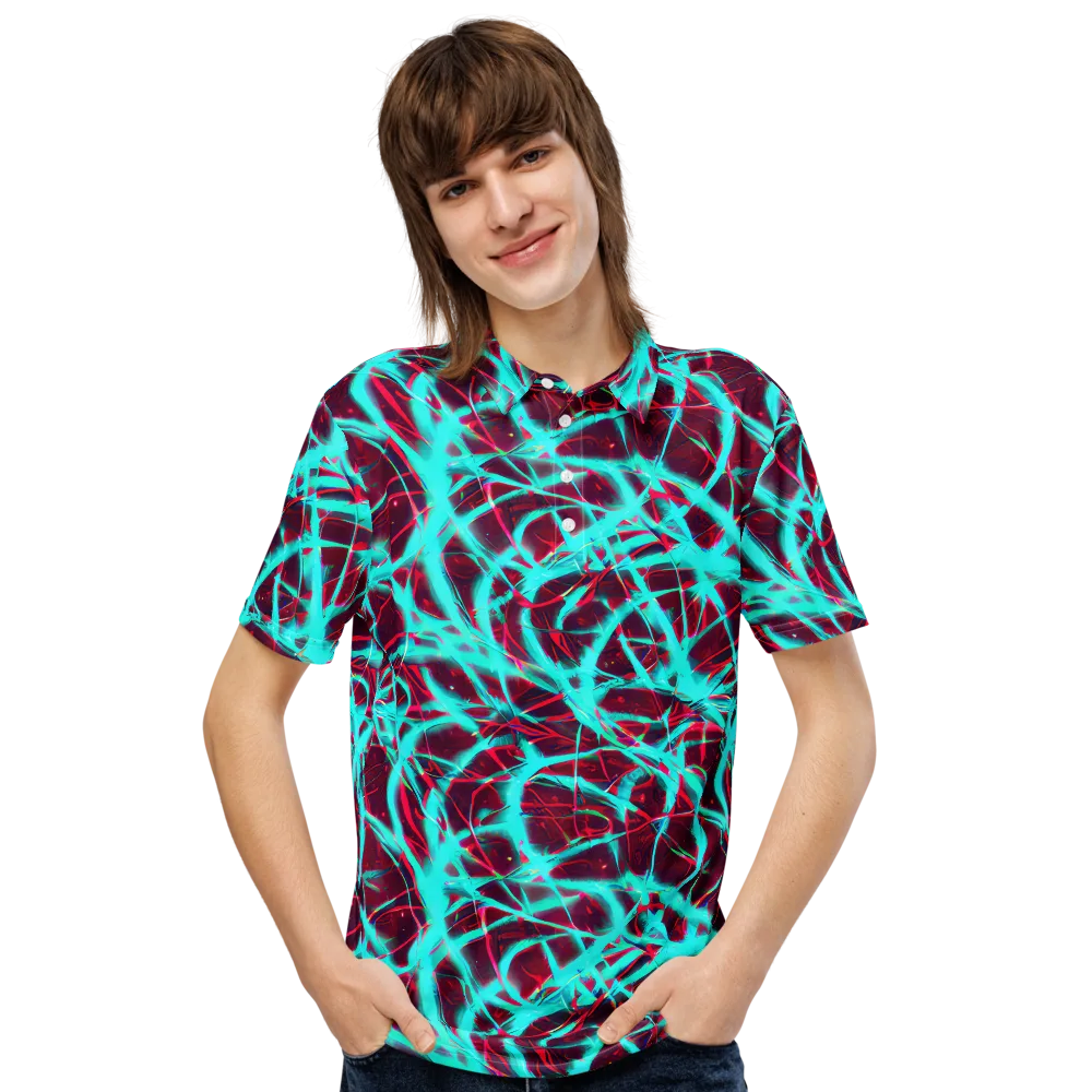 Turquoise Mayhem on Men's Slim Fit Polo Shirt — Front