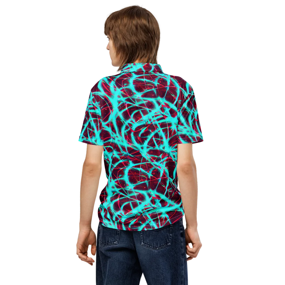Turquoise Mayhem on Men's Slim Fit Polo Shirt — Back