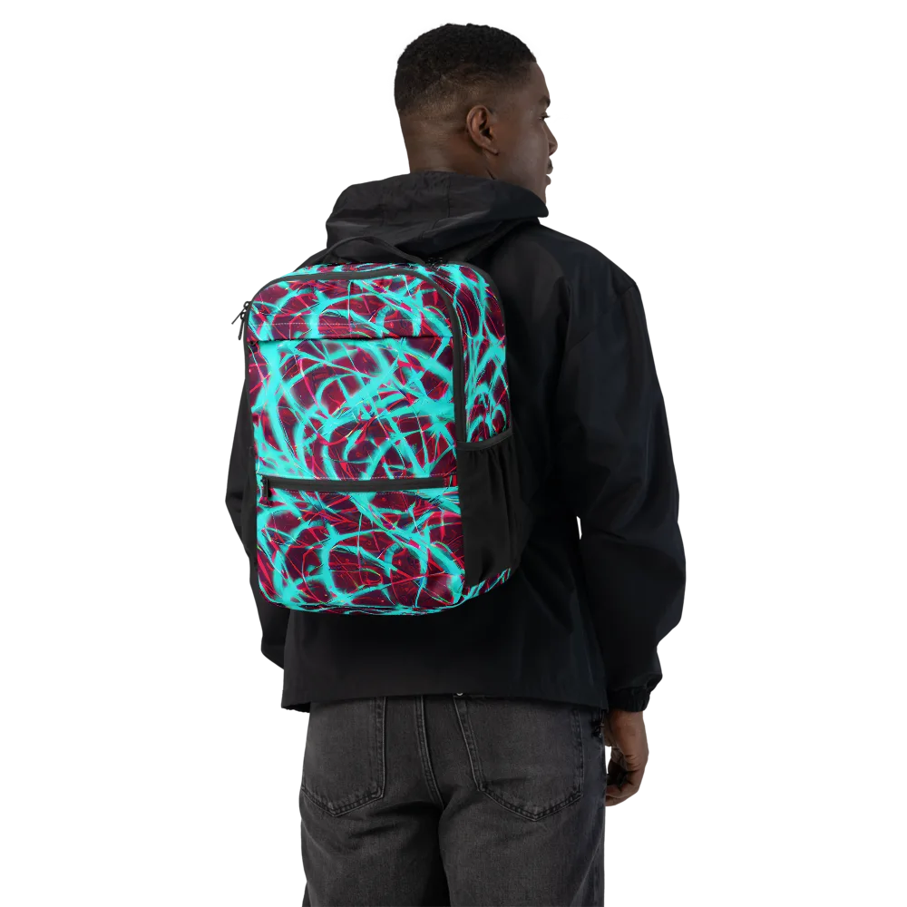 Turquoise Mayhem on Utility Backpack — Back