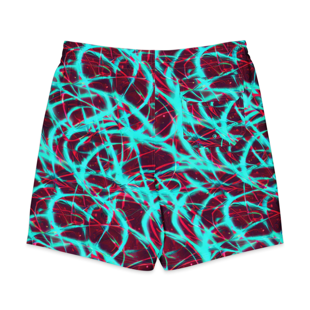 Turquoise Mayhem on Men's Board Shorts — Back