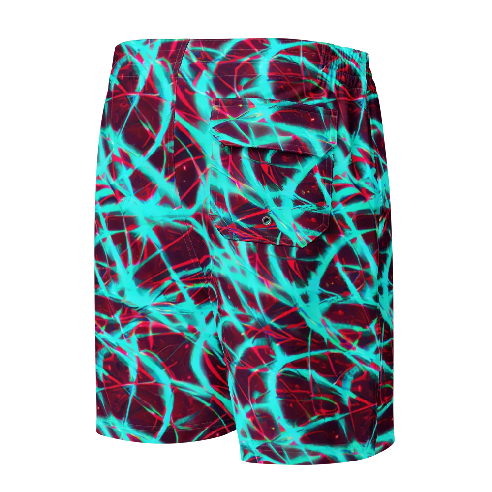 Turquoise Mayhem on Men's Board Shorts — Back