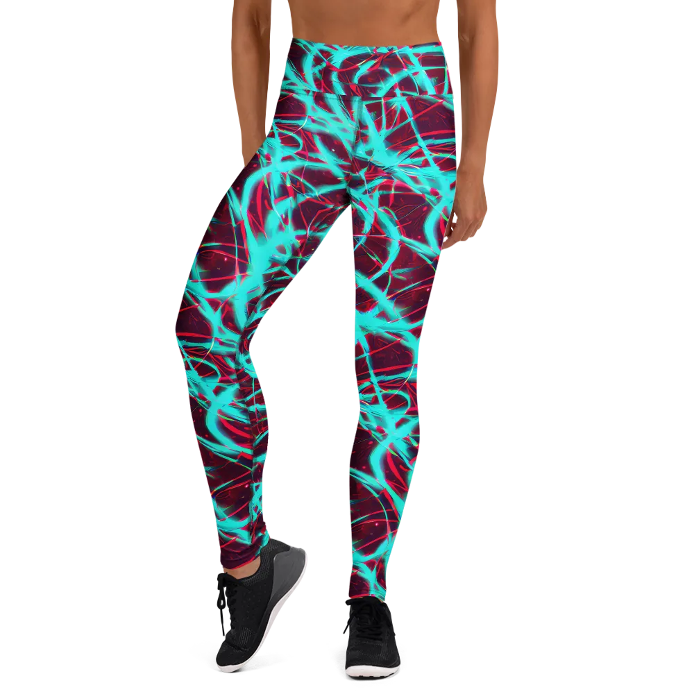 Turquoise Mayhem on Yoga Leggings — Front