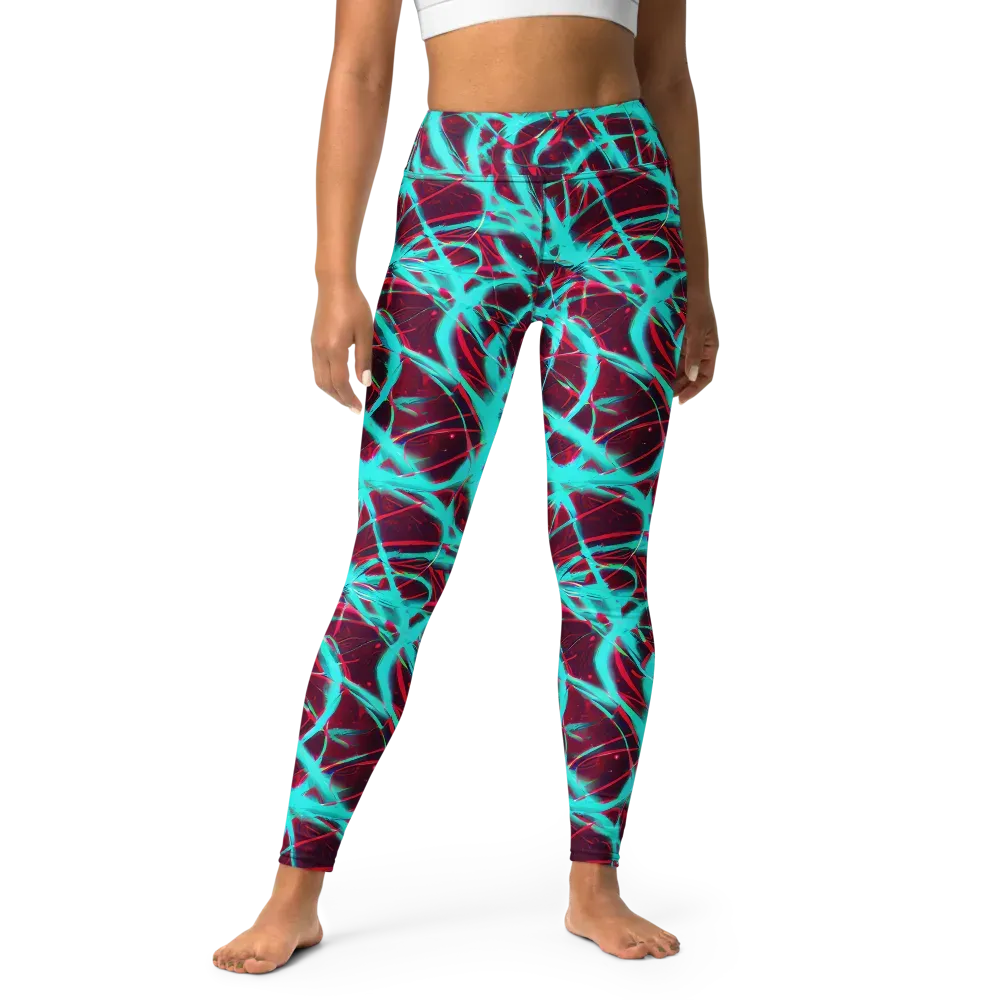 Turquoise Mayhem on Yoga Leggings — Front