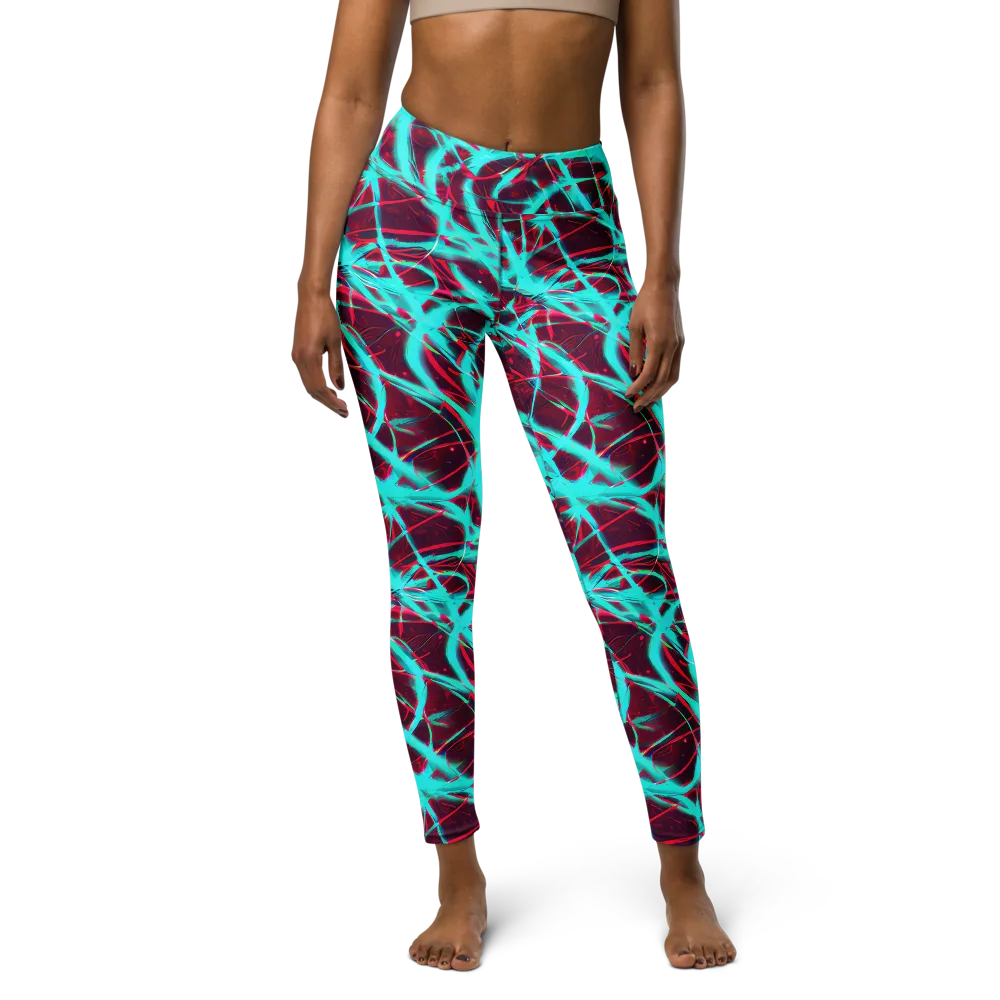 Turquoise Mayhem on Yoga Leggings — Front