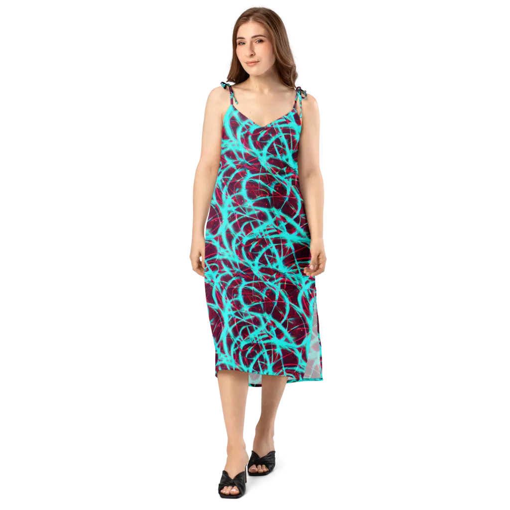 Turquoise Mayhem on Slip Dress — Front