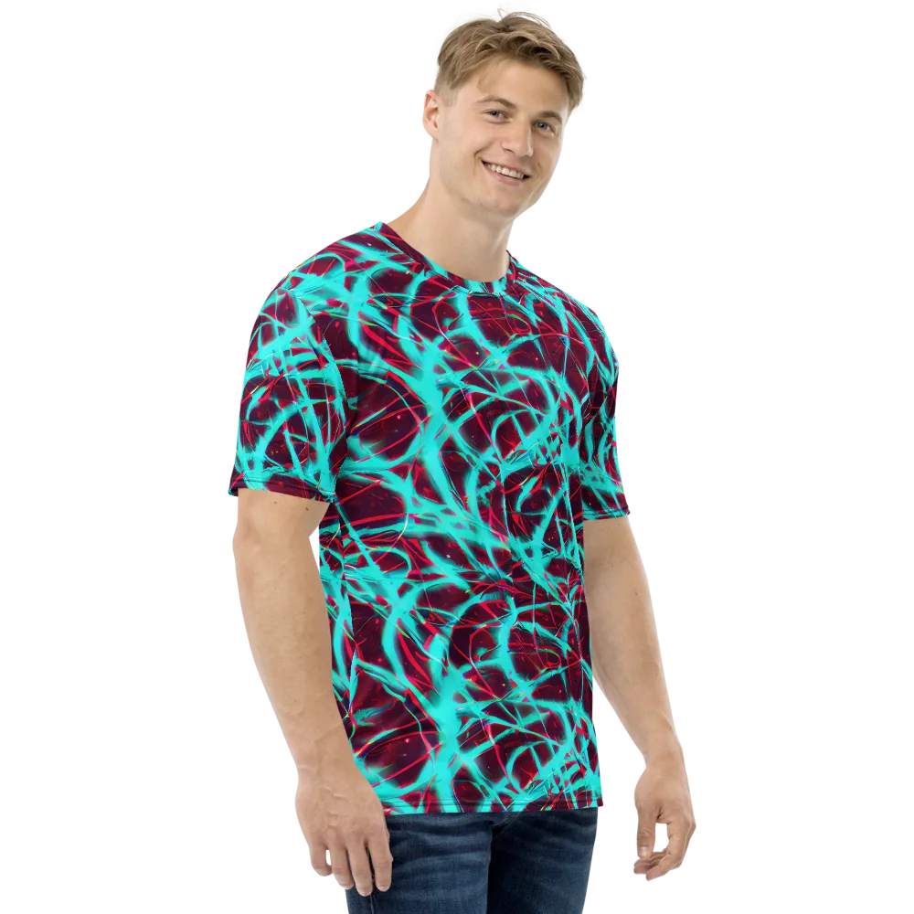 Turquoise Mayhem on Men's Crew Neck T-Shirt — Right
