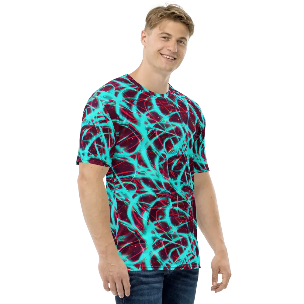 Turquoise Mayhem on Men's Crew Neck T-Shirt — Right