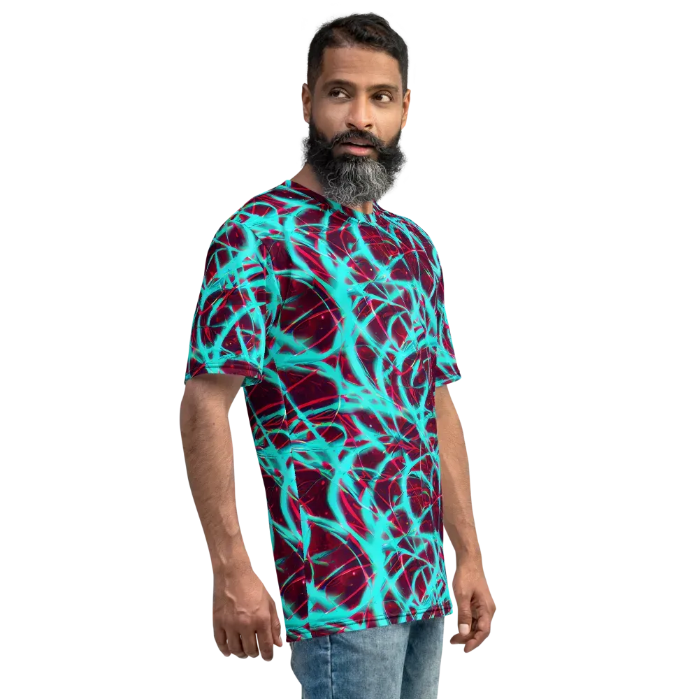 Turquoise Mayhem on Men's Crew Neck T-Shirt — Right
