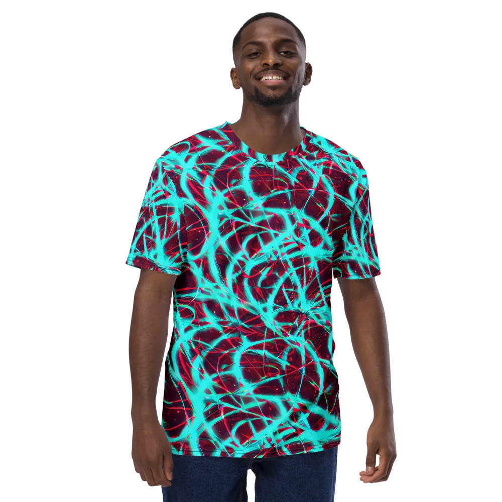 Turquoise Mayhem on Men's Crew Neck T-Shirt — Front