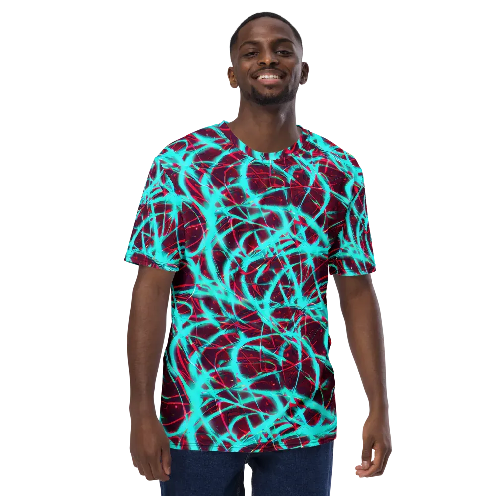 Turquoise Mayhem on Men's Crew Neck T-Shirt — Front