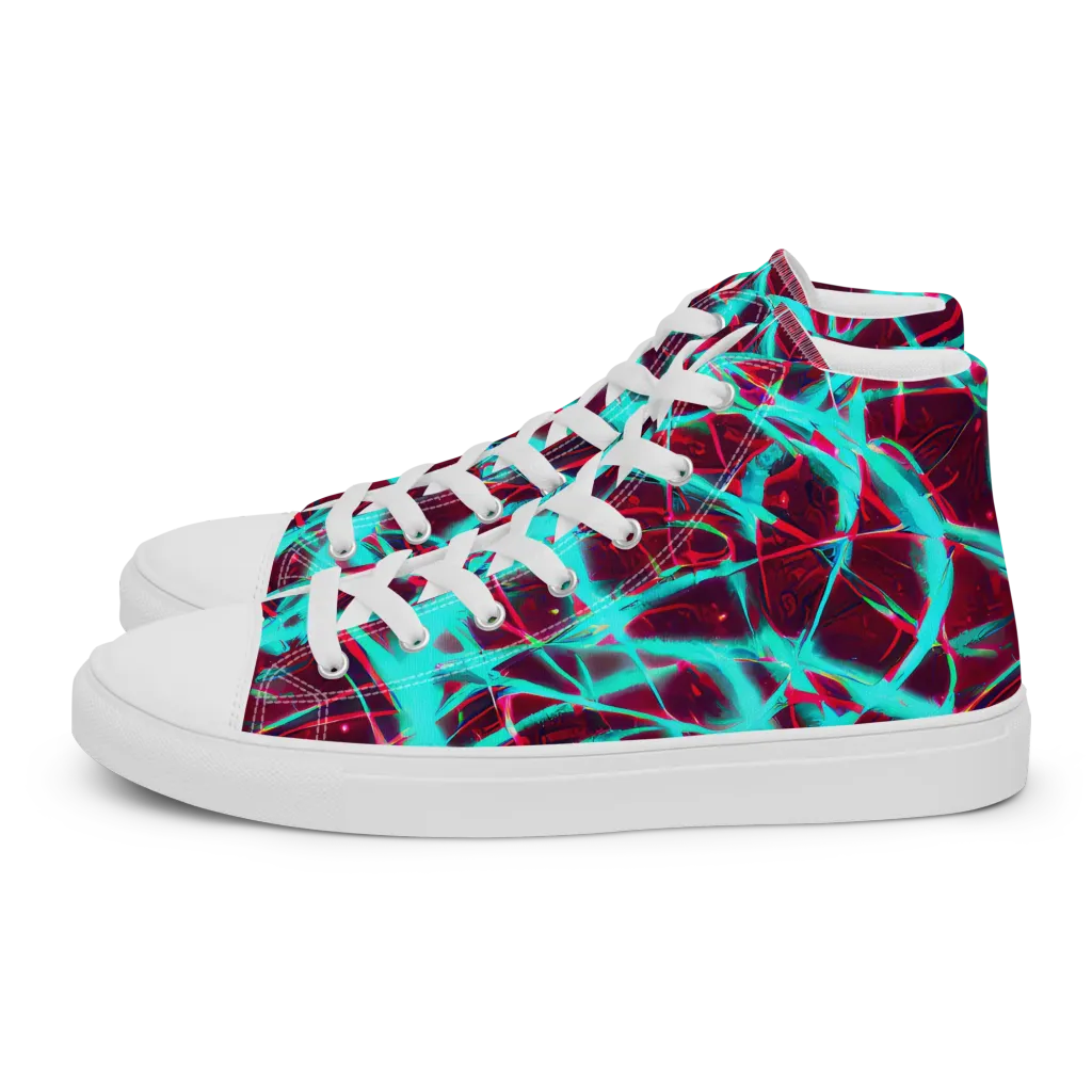Turquoise Mayhem on Men's High Top Canvas Shoes — Left