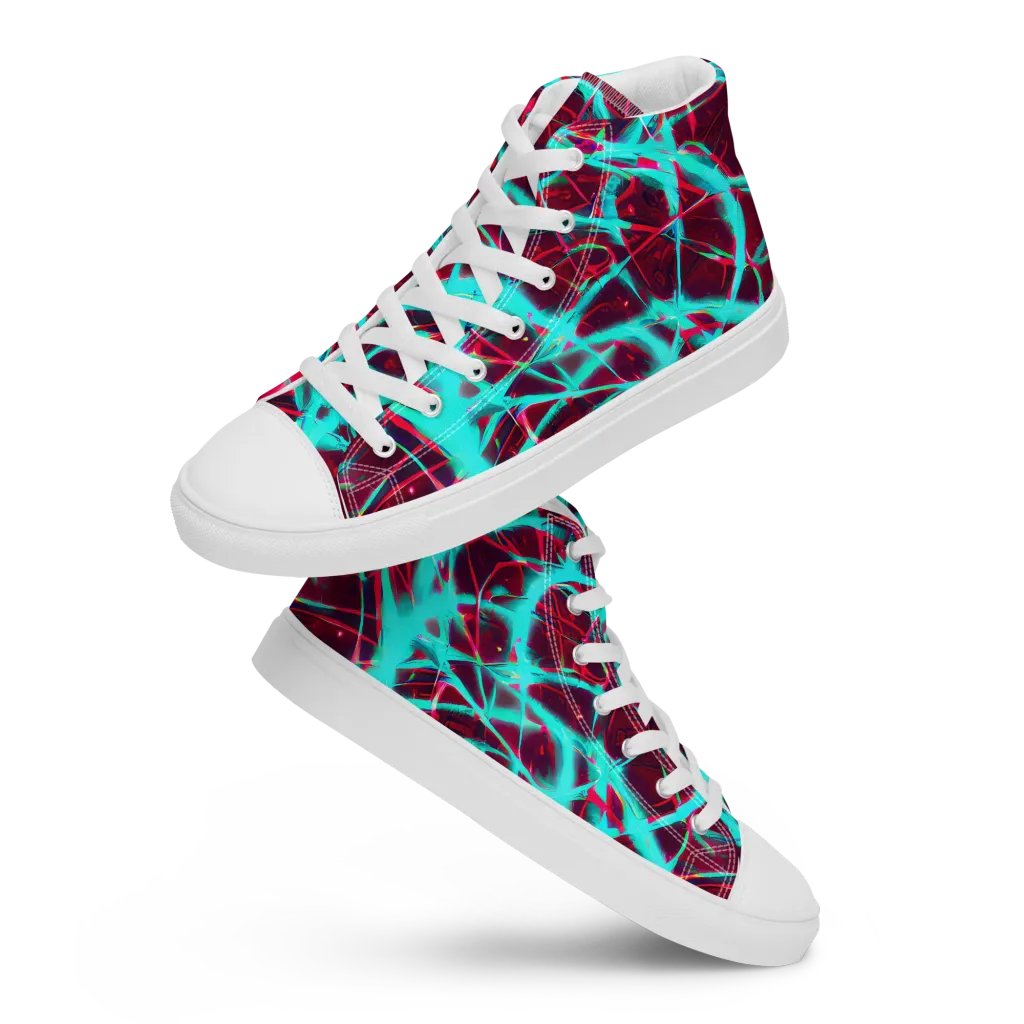 Turquoise Mayhem on Men's High Top Canvas Shoes — Front