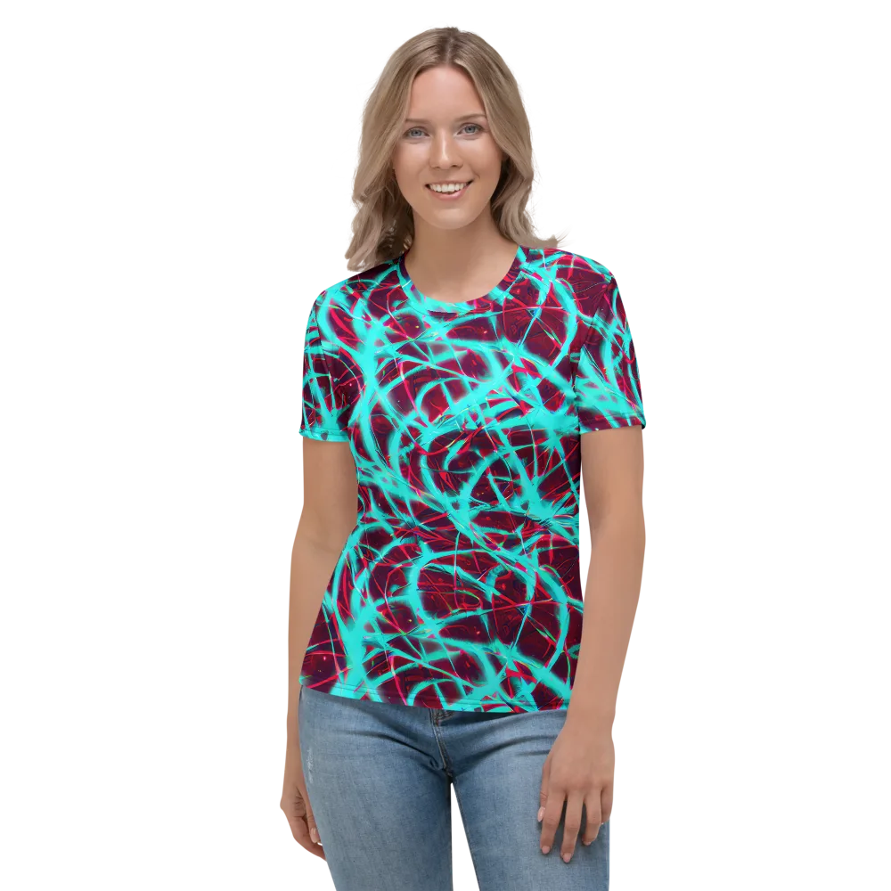 Turquoise Mayhem on Women's Crew Neck T-Shirt — Front
