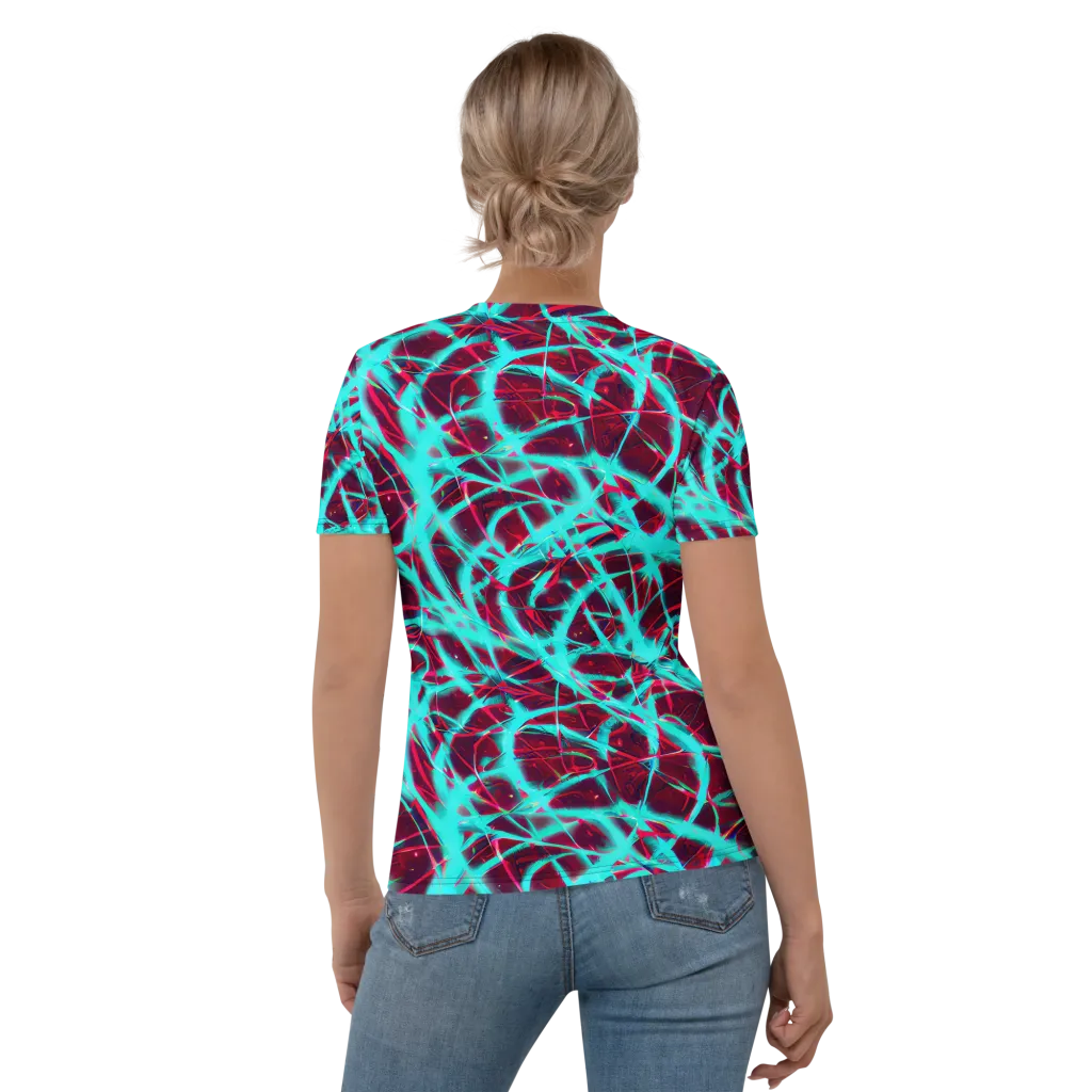 Turquoise Mayhem on Women's Crew Neck T-Shirt — Back