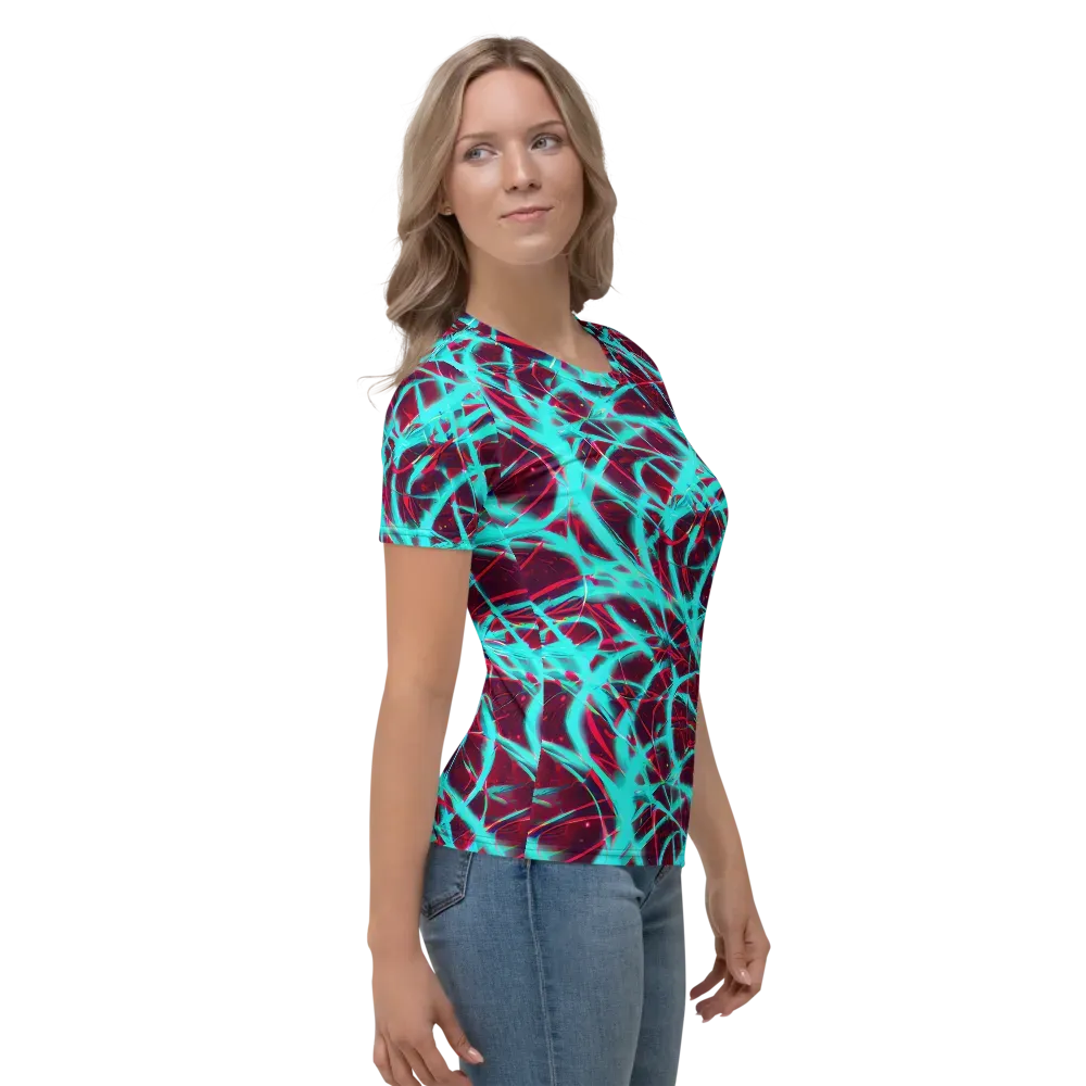 Turquoise Mayhem on Women's Crew Neck T-Shirt — Right