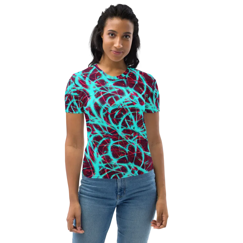 Turquoise Mayhem on Women's Crew Neck T-Shirt — Front