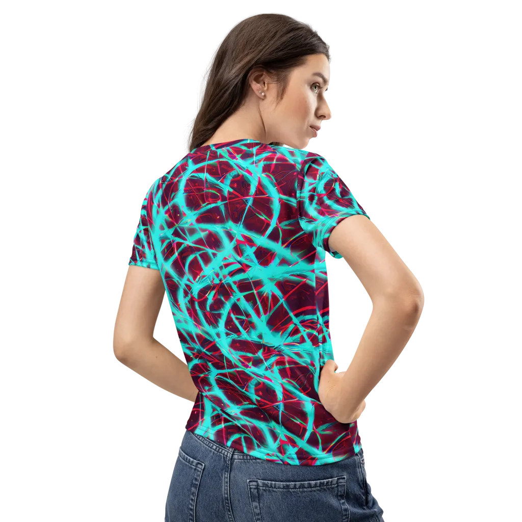 Turquoise Mayhem on Women's Crew Neck T-Shirt — Back
