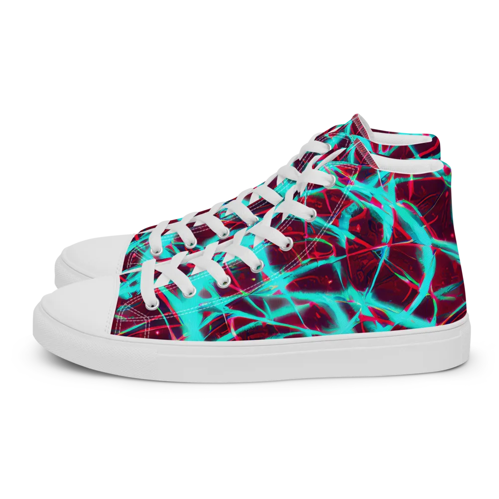 Turquoise Mayhem on Women's High Top Canvas Shoes — Left