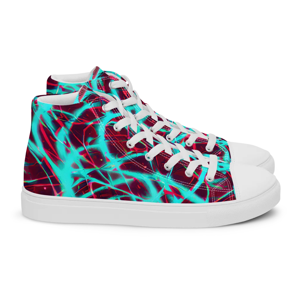 Turquoise Mayhem on Women's High Top Canvas Shoes — Right