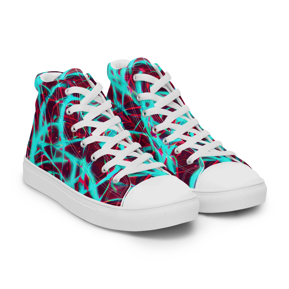 Turquoise Mayhem on Women's High Top Canvas Shoes — Right Front