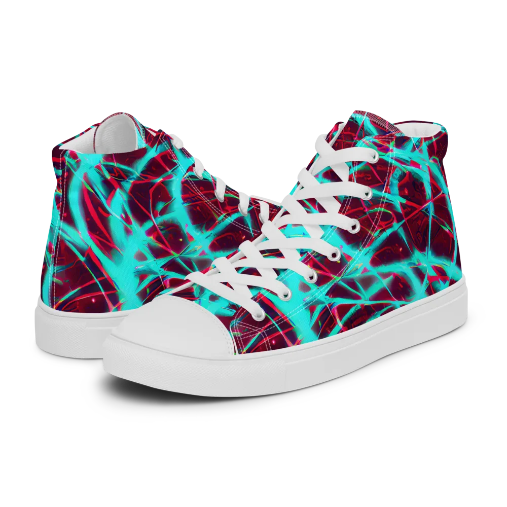 Turquoise Mayhem on Women's High Top Canvas Shoes — Left