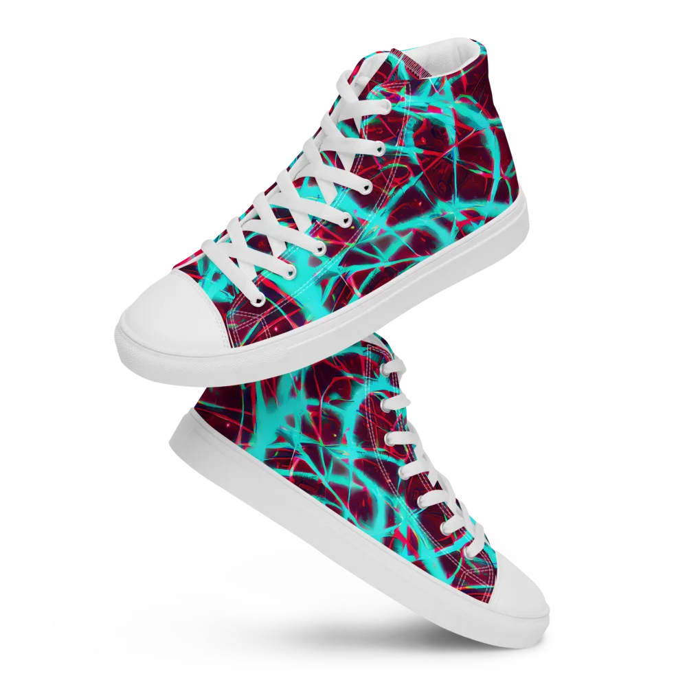 Turquoise Mayhem on Women's High Top Canvas Shoes — Front