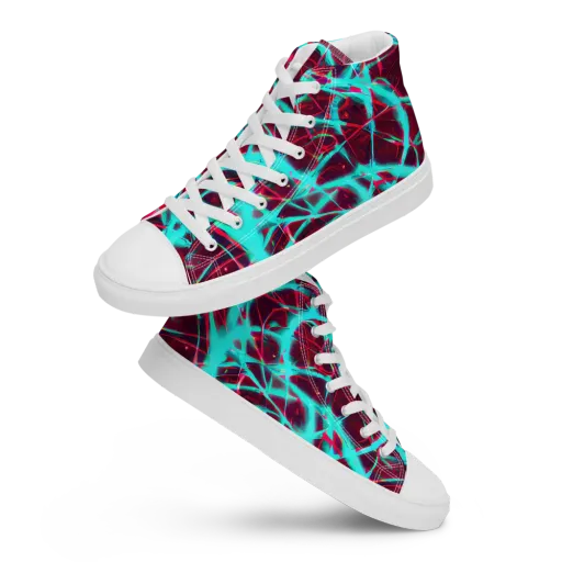 Turquoise Mayhem on a Women's High Top Canvas Shoes