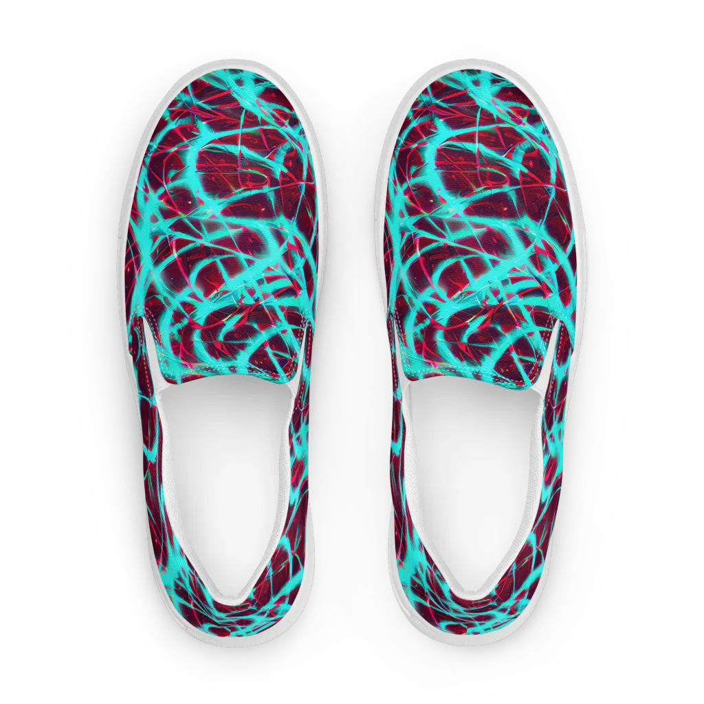 Turquoise Mayhem on Men's Slip-On Canvas Shoes — Front