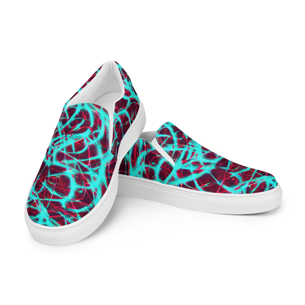 Turquoise Mayhem on Men's Slip-On Canvas Shoes — Left Front