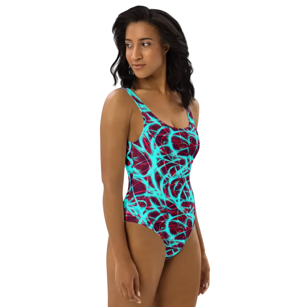 Turquoise Mayhem on One-Piece Swimsuit — Right