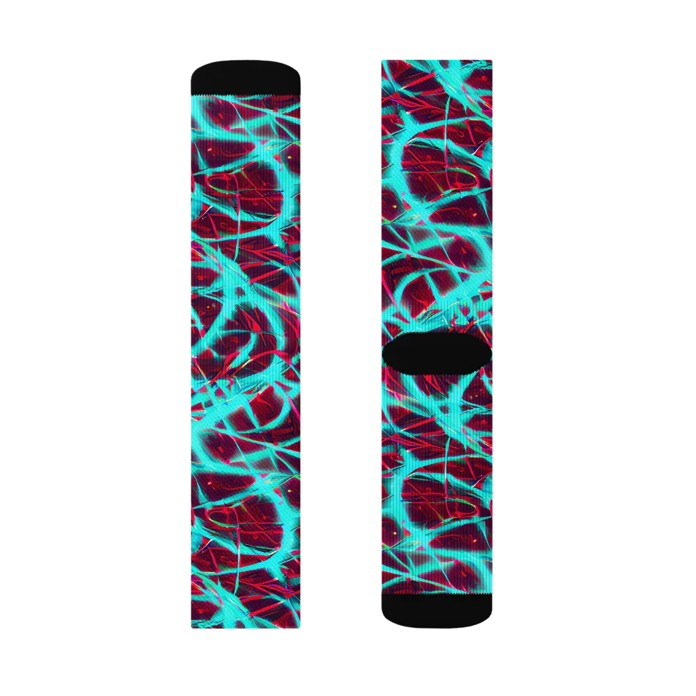 Turquoise Mayhem on Socks — Left Sock
